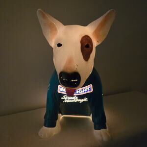 Vtg Bud Light Spuds Mackenzie 1986 Blow Mold Bar Lamp Bull Terrier WORKS READ
